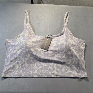 Traj3ctory Women Lavender Leaf Print Crop Top Built-in Bra XXL NWT Eco-Friendly